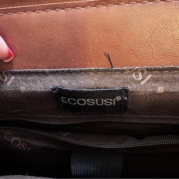 Ecosusi Leather Laptop Messenger Bag Briefcase Satchel Work Brown Bow - Picture 9 of 13